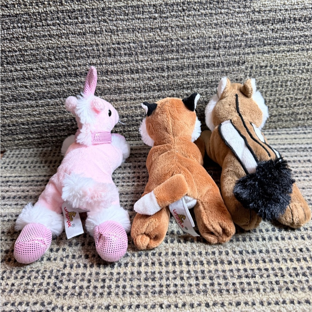 Unipak Plush Animal Trio for Small Pets - Brown, Tan, Pink chipmunk unicorn fox - Picture 8 of 13